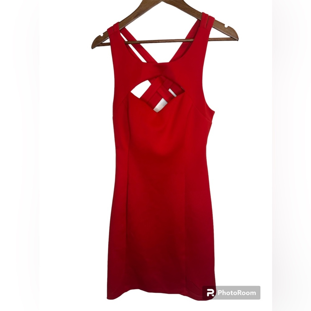 GUESS Red Strappy Bodycon Cutout Dress Sz 14